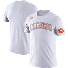 Мужская белая футболка Clemson Tigers Basketball Retro 2-Hit Nike