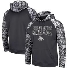 Мужской темно-серый пуловер с капюшоном Fresno State Bulldogs OHT Military Appreciation Digital Camo Colosseum