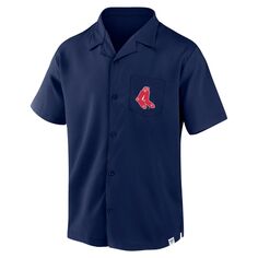 Мужская рубашка на пуговицах темно-синего цвета с фирменным логотипом Boston Red Sox Proven Winner Camp Fanatics