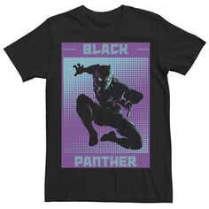 Мужская футболка с плакатом в стиле поп-арт «Черная пантера» в полутонах Marvel