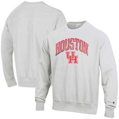 Мужской серый пуловер с обратным переплетением и логотипом Houston Cougars Champion