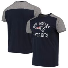 Мужская футболка темно-синего/серого цвета New England Patriots Field Goal Slub Majestic