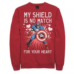 Мужской флисовый пуловер с рисунком Капитана Америки и щитом в форме сердца Валентина Marvel