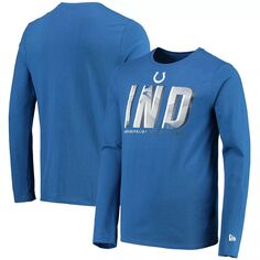 Мужская футболка Royal Indianapolis Colts с длинными рукавами и аутентичной статической аббревиатурой New Era