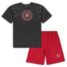 Мужская футболка Concepts Sport красная/темно-угольная футболка и шорты для сна New Jersey Devils Big &amp; Tall