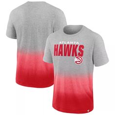 Мужская серо-красная футболка с фирменным рисунком Atlanta Hawks Board Crasher Dip-Dye Fanatics
