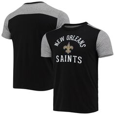 Мужская черная/серая футболка с нитками New Orleans Saints Field Goal Slub Majestic