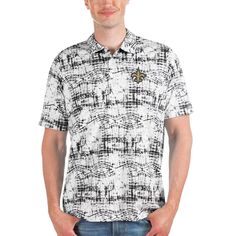 Мужская черная футболка-поло New Orleans Saints Vivid Antigua