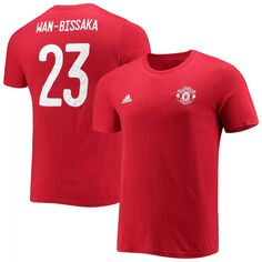 Мужская красная футболка с именем и номером усилителя «Манчестер Юнайтед» Аарона Ван-Биссаки adidas