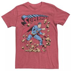 Мужская винтажная футболка с плакатом Superman Smash Rocks DC Comics
