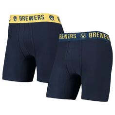 Мужской комплект из двух флагманских трусов-боксеров Concepts Sport темно-синего/золотого цвета Milwaukee Brewers