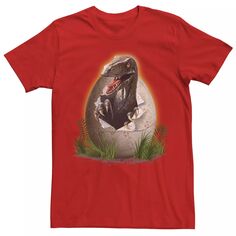 Мужская футболка с рисунком «Парк Юрского периода Raptor Breaking The Egg» Jurassic World, красный