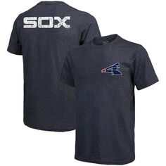 Мужская футболка темно-синего цвета с логотипом Chicago White Sox Throwback Tri-Blend Majestic