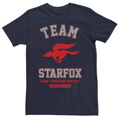 Мужская футболка с логотипом Nintendo Team Star Fox, Синяя Licensed Character, синий