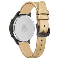 Женские часы Eco-Drive с хронографом из нержавеющей стали и золотым кожаным ремешком Citizen