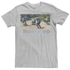 Мужская спортивная футболка с рисунком Jurassic World Owen Raptor Pack Licensed Character, серебристый
