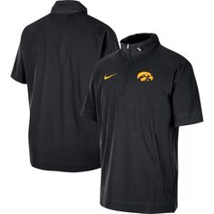Мужская черная куртка с короткими рукавами и молнией до половины Iowa Hawkeyes Coaches Nike