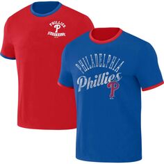 Мужская двусторонняя футболка Darius Rucker Collection от Fanatics Red/Royal Philadelphia Phillies