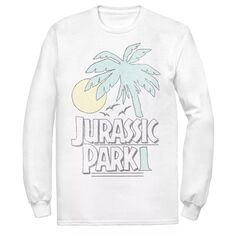 Мужская футболка с логотипом «Парк Юрского периода» Palm Tree Sunset Licensed Character, белый