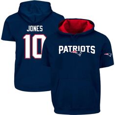 Мужской пуловер с капюшоном Mac Jones темно-синего цвета New England Patriots Big &amp; Tall с короткими рукавами Fanatics