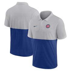 Мужское полосатое поло мужского цвета/серебро/Royal Chicago Cubs Team Baseline Nike