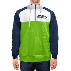 Мужская неоново-зеленая/белая куртка с капюшоном Seattle Seahawks Gametime с молнией четверти New Era