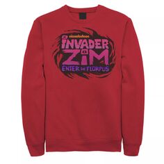 Мужской флисовый пуловер с логотипом Nickelodeon Invader Zim Enter Florpus и графическим рисунком Licensed Character, красный