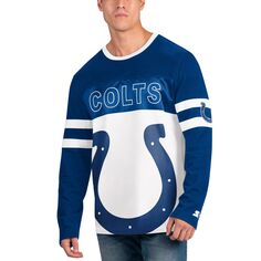 Мужская королевская/белая футболка Indianapolis Colts Halftime с длинным рукавом Starter