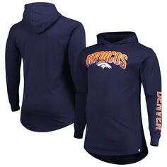Мужской темно-синий фирменный пуловер с капюшоном Denver Broncos Big &amp; Tall Front Runner Fanatics