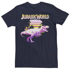Мужская неоново-фиолетовая и желтая футболка Jurassic World T-Rex, Blue Jurassic Park, синий