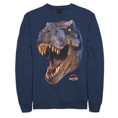 Мужской флисовый пуловер с рисунком «Парк Юрского периода» T-Rex Head Roar Jurassic World, синий