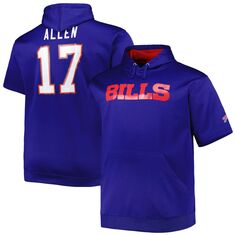 Мужской пуловер с короткими рукавами Josh Allen Royal Buffalo Bills Big &amp; Tall, толстовка с капюшоном Fanatics