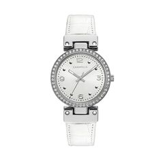 Женские двусторонние кожаные часы с кристаллами — 43L208 Caravelle by Bulova