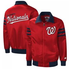 Мужская красная университетская куртка Washington Nationals с молнией во всю длину Captain II Starter