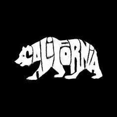 California Bear — мужская футболка с длинным рукавом с надписью Word Art LA Pop Art