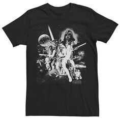 Мужская черно-белая футболка с постером к фильму «Звездные войны» Star Wars, черный