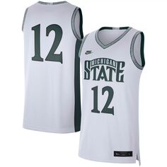 Мужская белая баскетбольная футболка в стиле ретро № 12 Michigan State Spartans Limited Nike