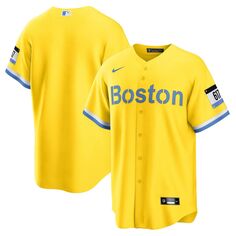 Реплика мужского джерси золотого/голубого цвета Boston Red Sox City Connect Nike