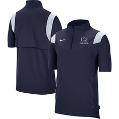 Мужская темно-синяя куртка Penn State Nittany Lions Coach с короткими рукавами и молнией четверть Nike