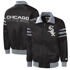 Мужская черная университетская куртка с молнией во всю длину Chicago White Sox The Captain II Starter