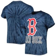 Мужская темно-синяя футболка Boston Red Sox Spider Tie Dye Stitches