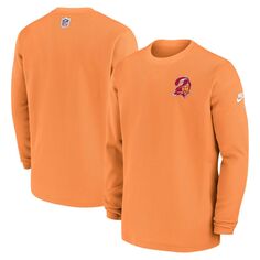 Мужской оранжевый топ Tampa Bay Buccaneers Throwback с длинными рукавами и вафельным узором с начесом Nike