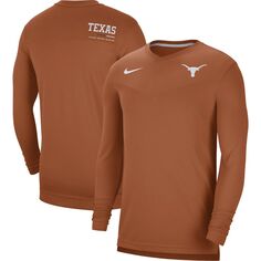 Мужская футболка Texas Orange Texas Longhorns 2022 Coach Performance с длинным рукавом и v-образным вырезом Nike
