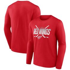 Мужская красная футболка с длинным рукавом с логотипом Detroit Red Wings Covert Fanatics