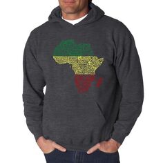 Страны Африки — мужская толстовка с капюшоном Word Art LA Pop Art, серый