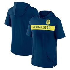 Мужской темно-синий пуловер с капюшоном с короткими рукавами и логотипом Nashville SC Bicycle Kick Fanatics