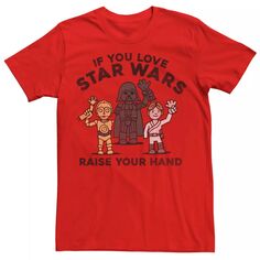 Мужская футболка с рисунком «Звездные войны поднимите руку» Star Wars, красный
