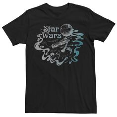 Мужская винтажная футболка со звездой смерти и плакатом Star Wars