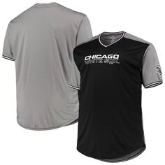 Мужская черная/серая однотонная футболка Chicago White Sox с v-образным вырезом