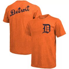 Мужская оранжевая футболка с логотипом Tri-Blend Detroit Tigers Throwback Majestic